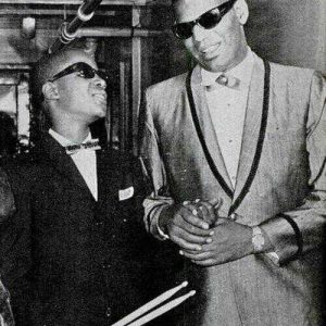 Ray Charles and a young Stevie Wonder in Detroit. 1962.