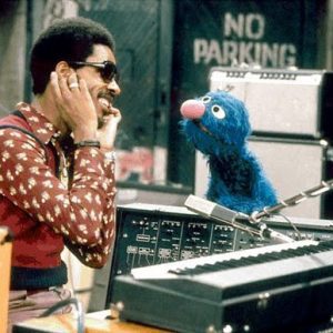 Stevie Wonder and Grover on Sesame Street, 1973.